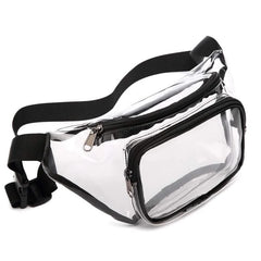 Stitching Clear Waist Bag, Double-Layer Zippers Waterproof Pack
