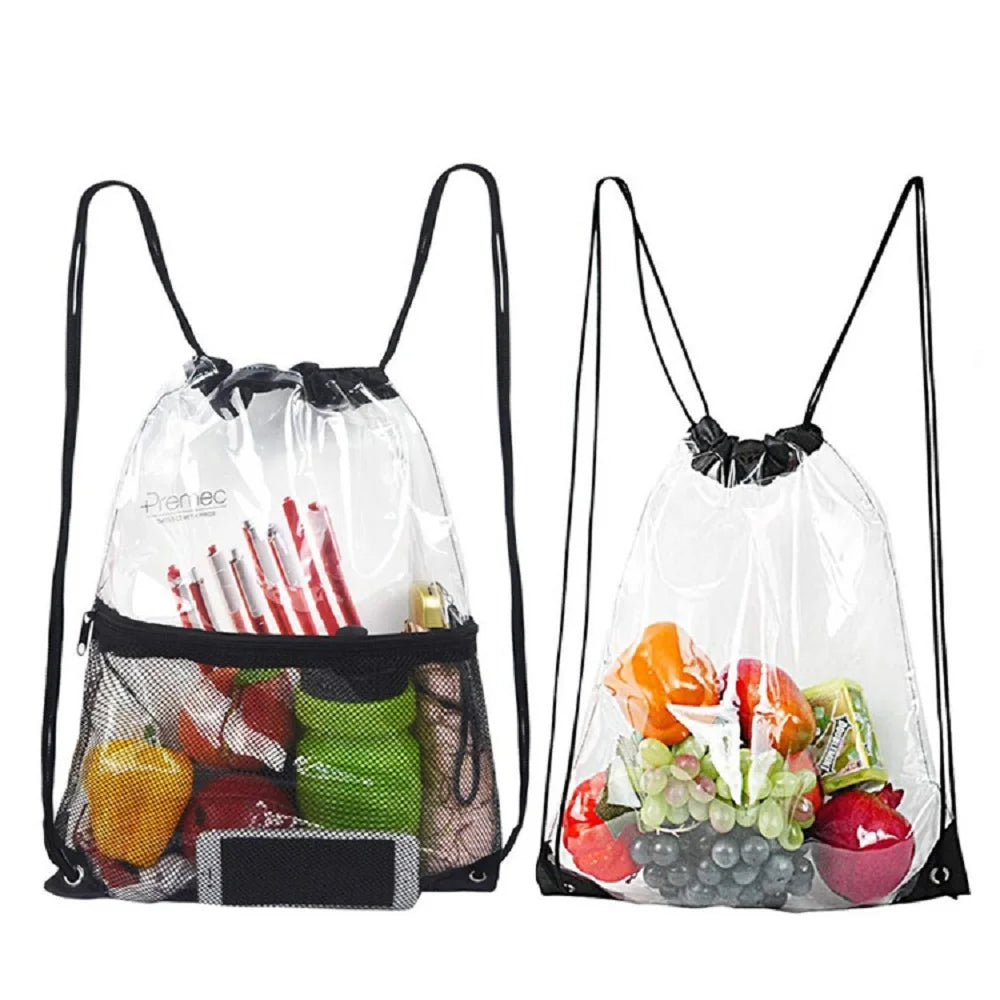Waterproof PVC Drawstring Backpack with Mesh Pocket