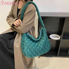 Women Messenger Bag Quilted Shoulder Handbag Large Capacity Zipper