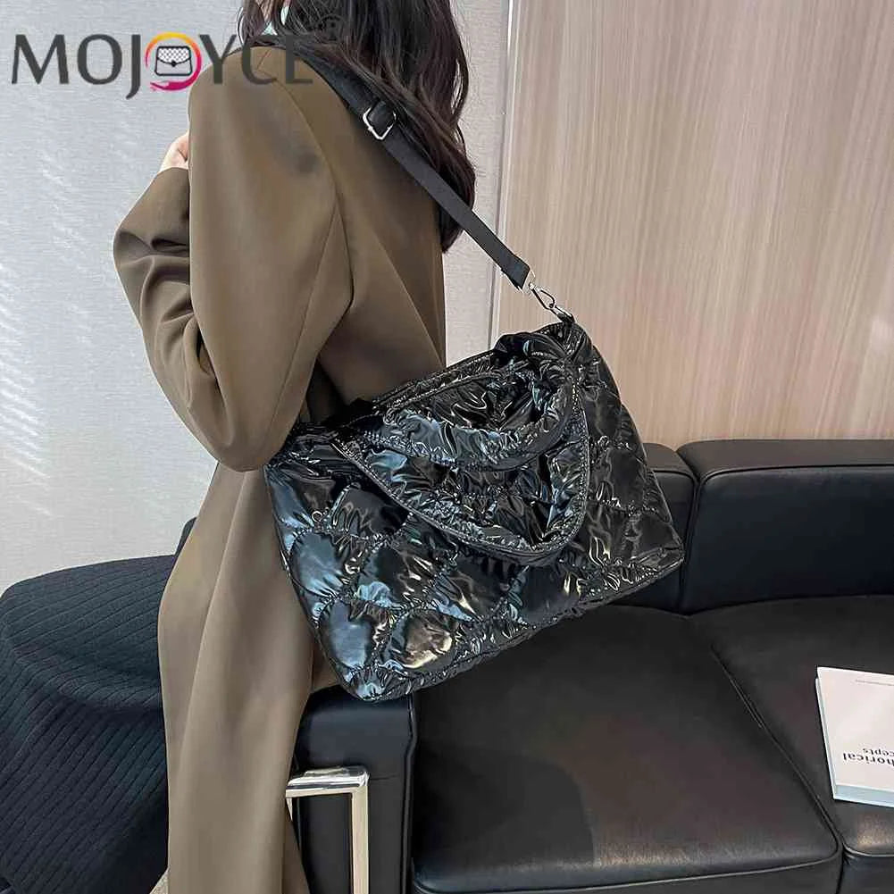 Quilted Nylon Messenger Bag Casual Zipper Tote