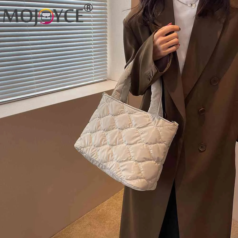 Quilted Nylon Messenger Bag Casual Zipper Tote