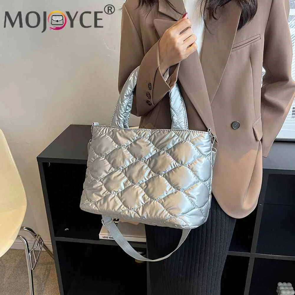 Quilted Nylon Messenger Bag Casual Zipper Tote