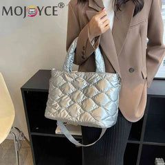 Quilted Nylon Messenger Bag Casual Zipper Tote