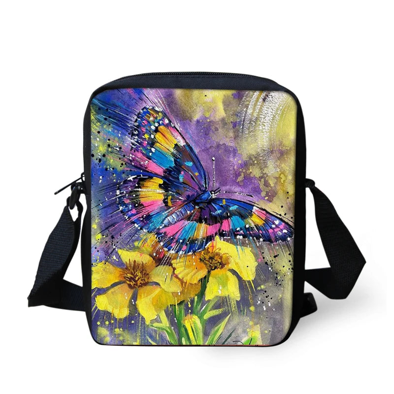 Butterfly Vintage Messenger Bag Mini Shoulder Bag for Kids
