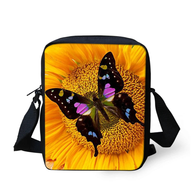 Butterfly Vintage Messenger Bag Mini Shoulder Bag for Kids