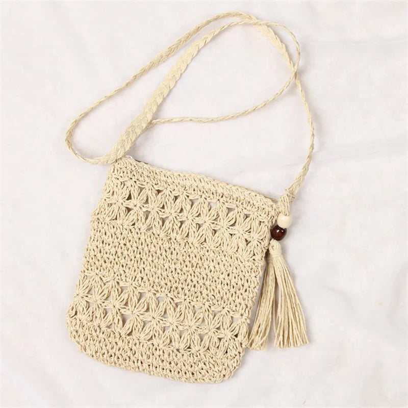 Hollow Out Woven Shoulder Crossbody Bag for Women