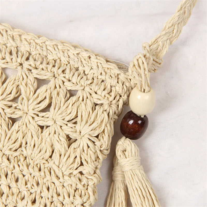 Hollow Out Woven Shoulder Crossbody Bag for Women