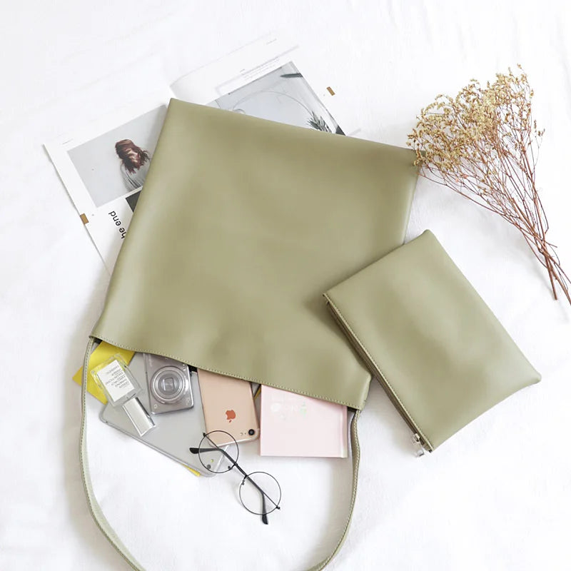 Casual Tassel Leather Messenger Bag Vintage Big Size Tote Shoulder Bag