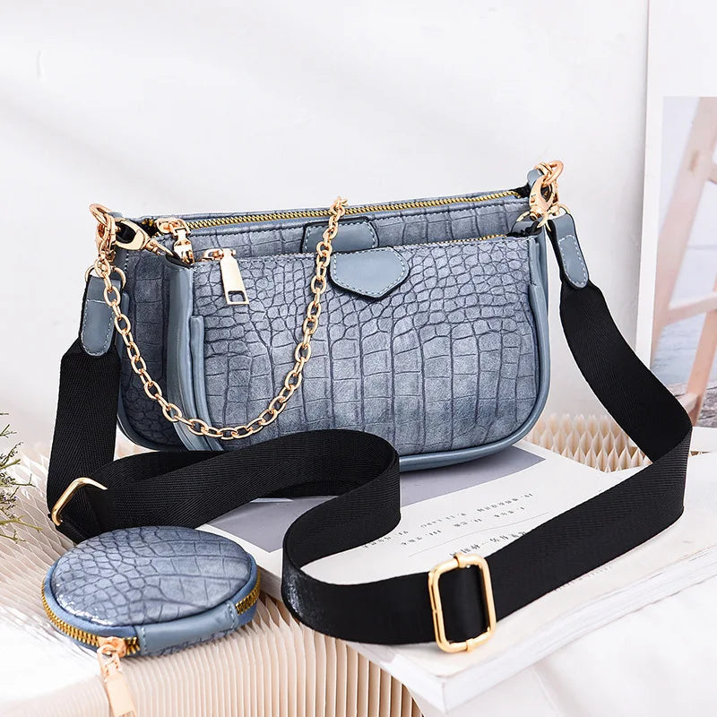 Women Messenger Bags Leather Three-piece Shoulder Bag