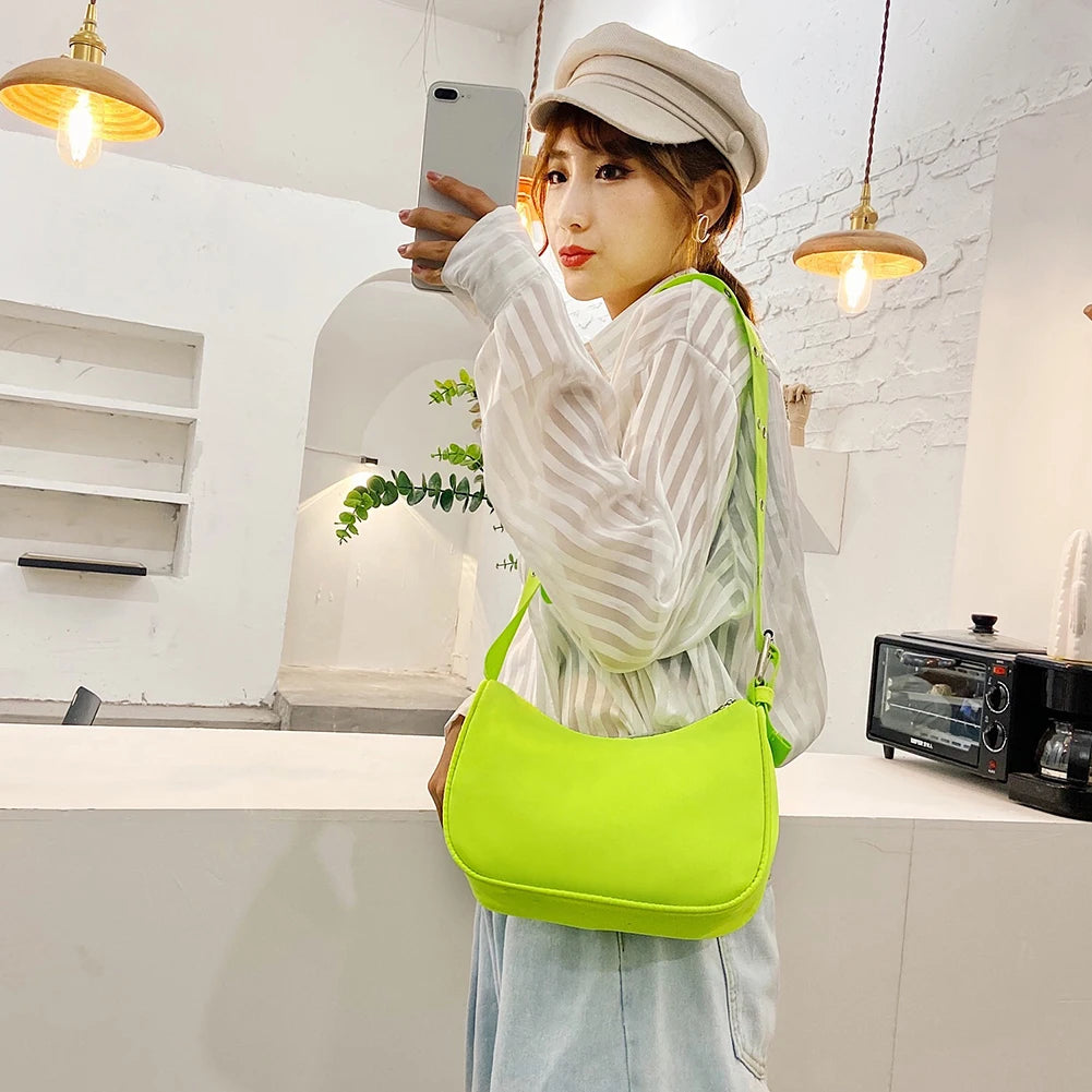Solid Female Shoulder Handbag Casual Nylon Ladies Messenger Bag