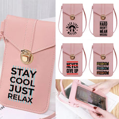 Touch Screen Phone Bag Leather Wallet Card Holder Coin Purse Shoulder Pack
