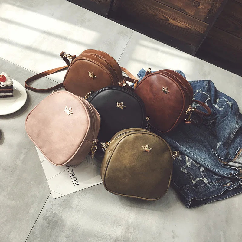 Crown Flap Retro Handbag PU Messenger Shoulder Bag