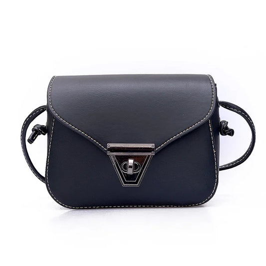Retro Oil Leather Women Shoulder Bag Triangle Lock Handbag
