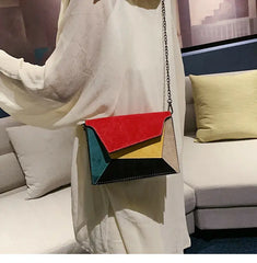 Women Messenger Chain Shoulder Lady Retro Matte Patchwork