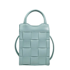 Women Messenger Phone Bag PU Leather Handbag Shoulder Bag Mini Weave