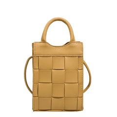 Women Messenger Phone Bag PU Leather Handbag Shoulder Bag Mini Weave