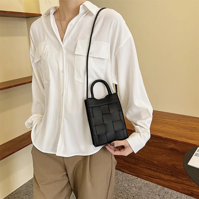 Mini Weave PU Leather Handbag Summer Shoulder Bag