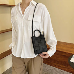 Mini Weave PU Leather Handbag Summer Shoulder Bag