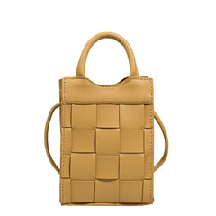 Women Messenger Phone Bag PU Leather Handbag Shoulder Bag Mini Weave