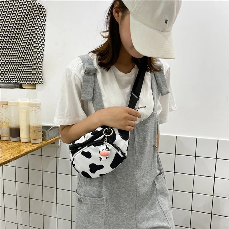 Cow Print Waist Bag Fanny Pack Pouch Sport Belt Hip Chest Crossbody Purse