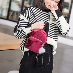 Corduroy Mini Backpack Crossbody Bag Girl Shoulder Purse Style Female Bags