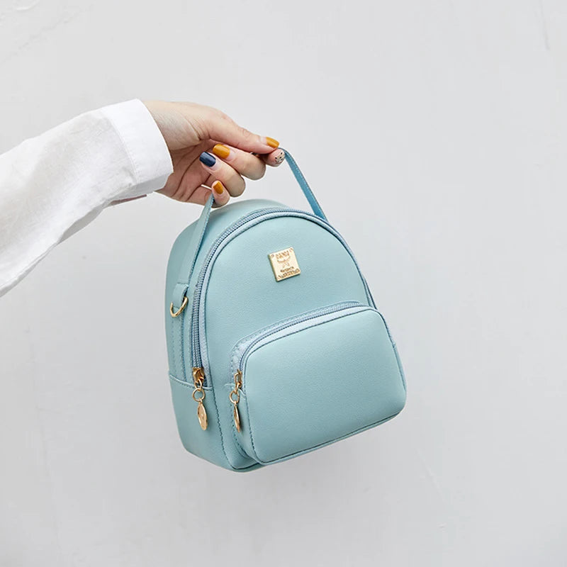 Women Mini Backpack PU Leather Shoulder Crossbody Bag Ladies Phone Pouch Pack