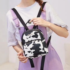 Cow Pattern Mini Backpack Casual Student Bookbag