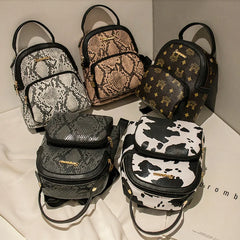 Cow Pattern Mini Backpack Casual Student Bookbag
