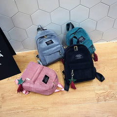 Women Corduroy Mini Backpack Soft Canvas Shoulder Bag