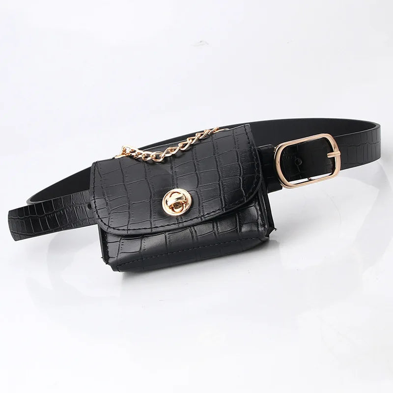 Women Mini Envelope Waist Bag PU Leather Clutch Cell Phone Purse