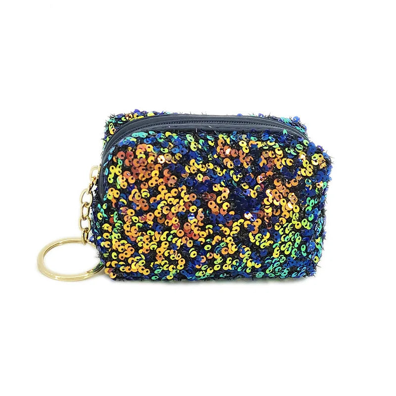 Sequin Coin Purse Keychain Lipstick Storage Cosmetic Bag Glitter Coin Pouch