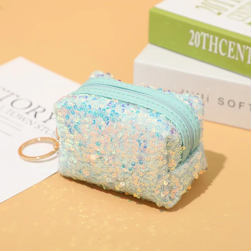 Sequin Coin Purse Keychain Lipstick Storage Cosmetic Bag Glitter Coin Pouch