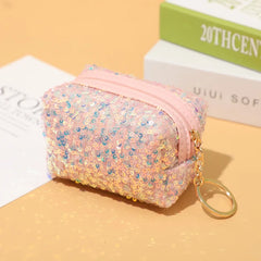Sequin Coin Purse Keychain Lipstick Storage Cosmetic Bag Glitter Coin Pouch