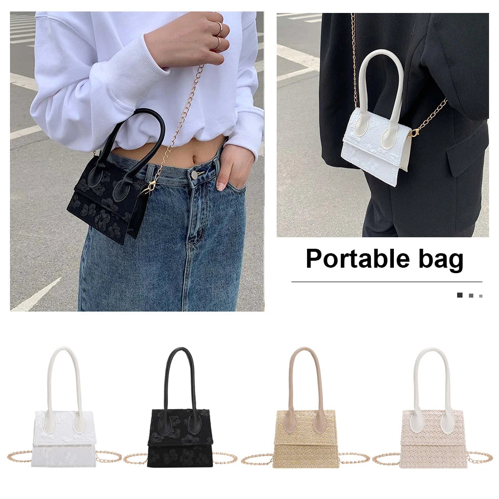 Print Straw Woven PU Leather Tote for Women