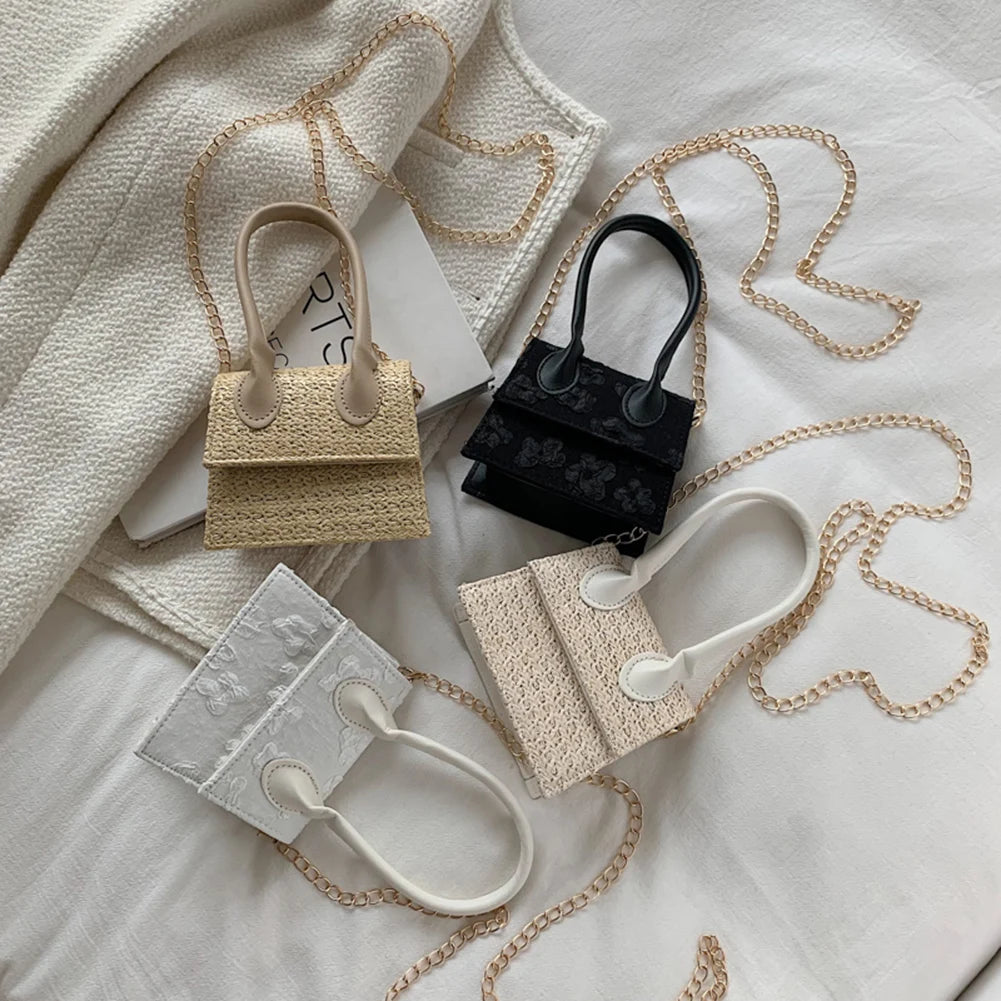 Print Straw Woven PU Leather Tote for Women