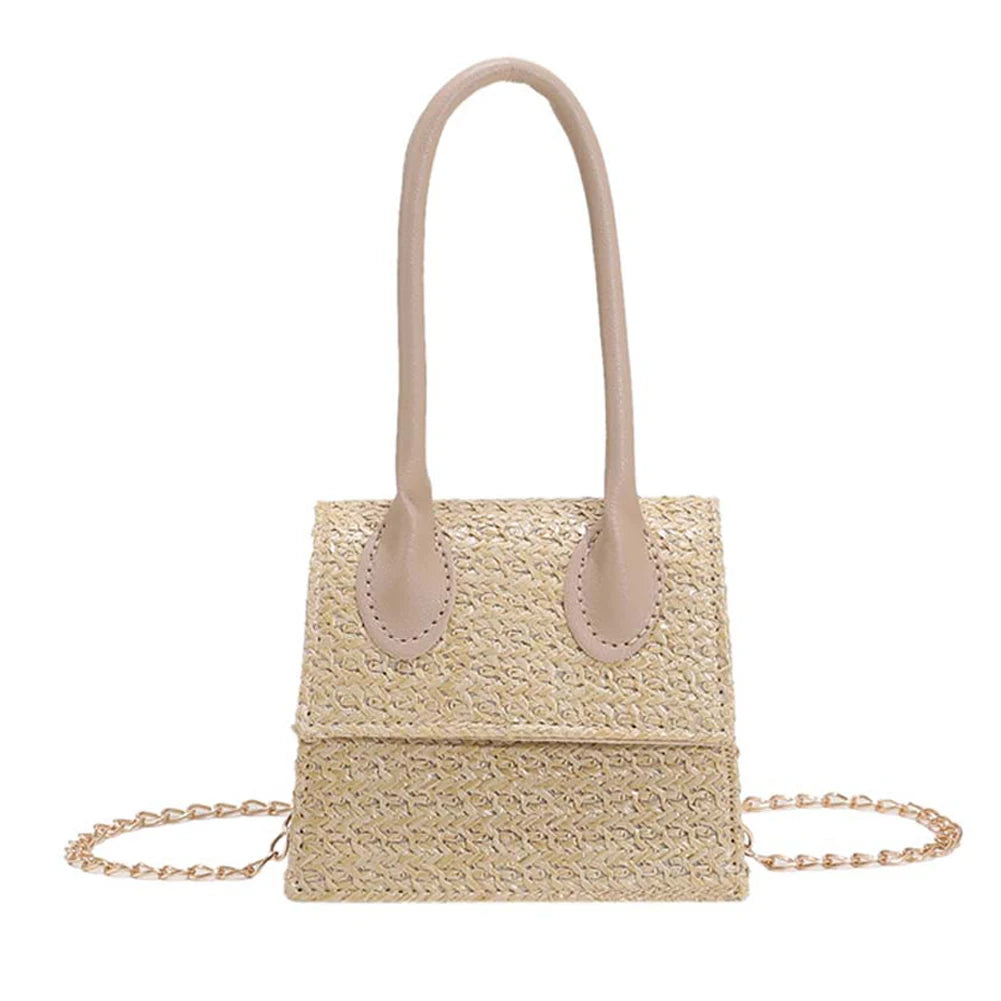 Print Straw Woven PU Leather Tote for Women