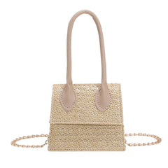 Print Straw Woven PU Leather Tote for Women