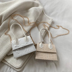 Print Straw Woven PU Leather Tote for Women