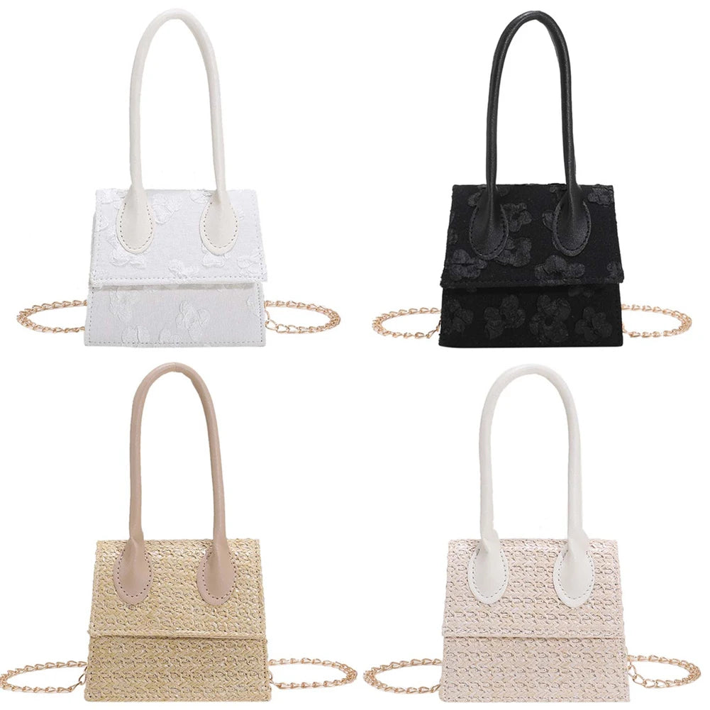 Print Straw Woven PU Leather Tote for Women
