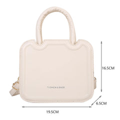 Women Mini Square Bag Solid Top-Handle Handbag PU Leather Shoulder Tote