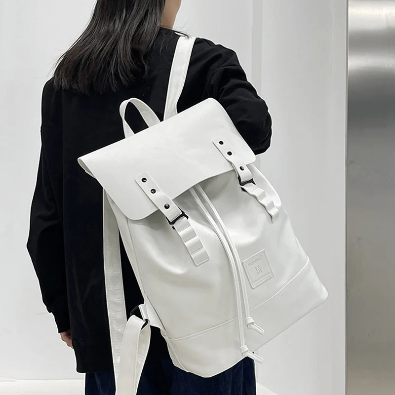 Vintage PU Leather Backpack for School Travel Laptop