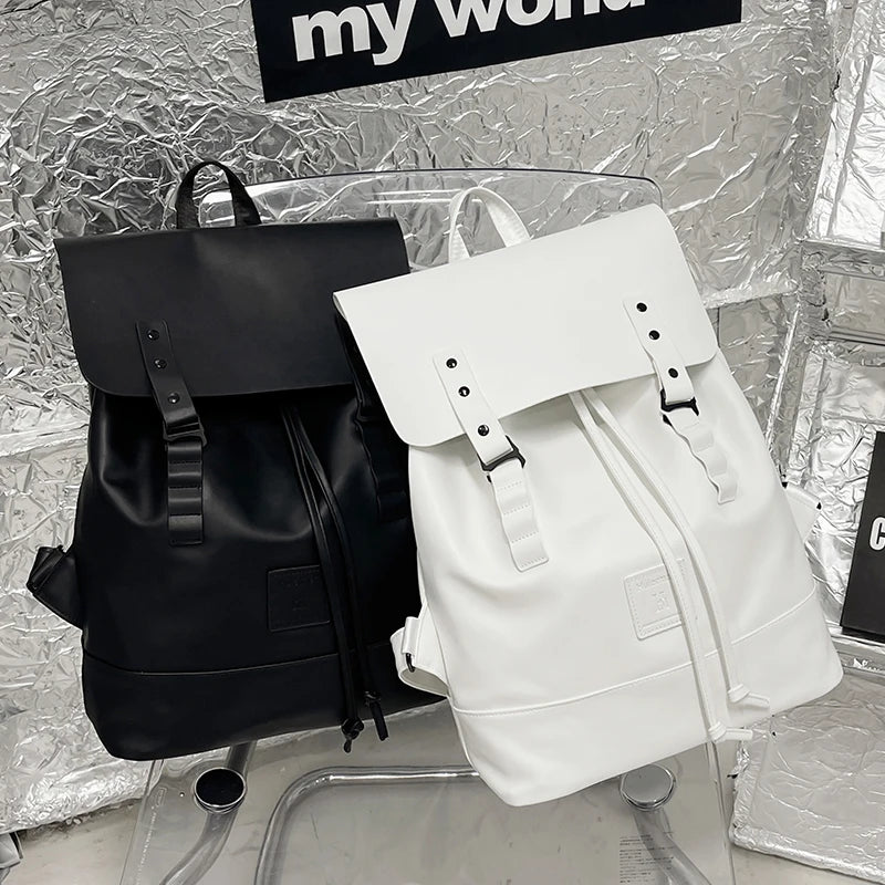 Vintage PU Leather Backpack for School Travel Laptop