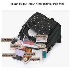 Women Multi-pocket Rivet Backpack Travel Casual Computer Bag Girls Shoulder Sho