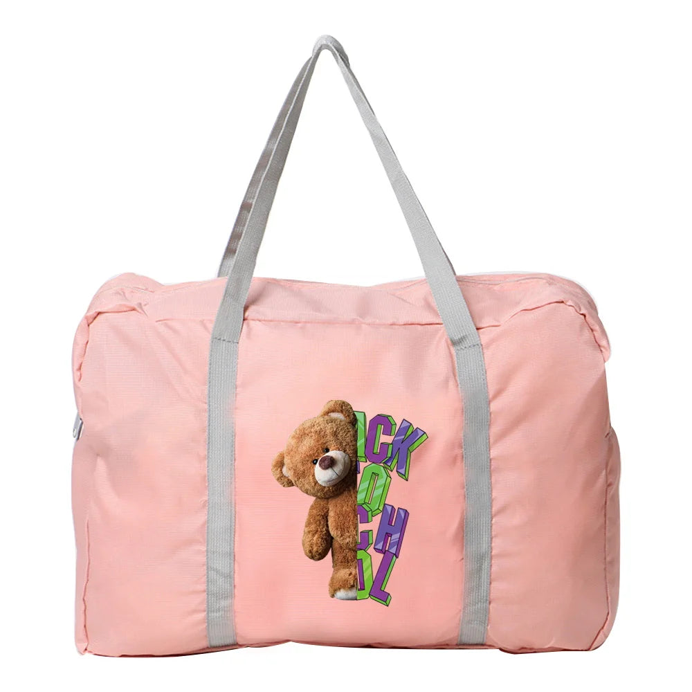 Women Organizer Bags Foldable Travel Bag Portable Handbag Bear Totes