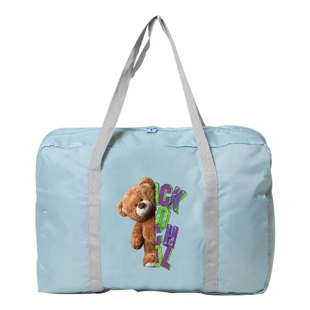 Women Organizer Bags Foldable Travel Bag Portable Handbag Bear Totes