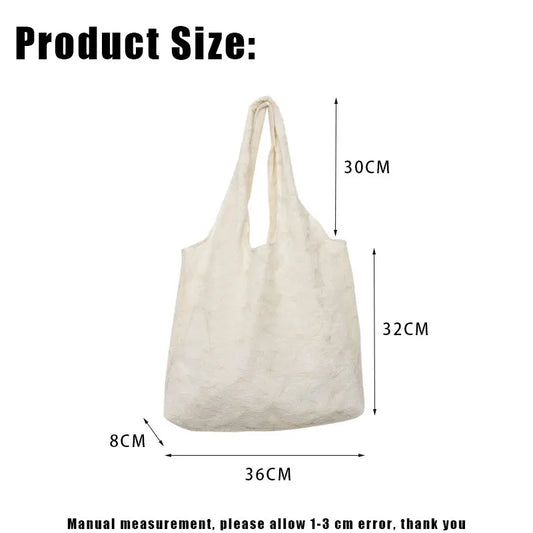 Embroidered Net Yarn Shoulder Bag Canvas Handbag Tote Large Capacity for Girls