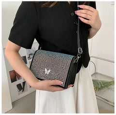 Rhinestone Shoulder Bag Butterfly Decoration Square Bag