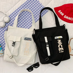 Women Canvas Bag Student Handbag Large Capacity Messenger Shoulder Bag