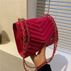 Women Fashion Solid Color Mini Chain Clutch Bag