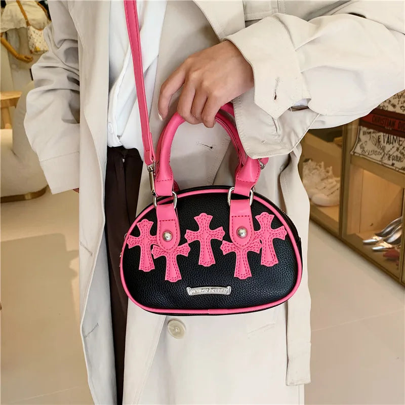 Women PU Leather Shoulder Bags Cross Pattern Purses Handbag